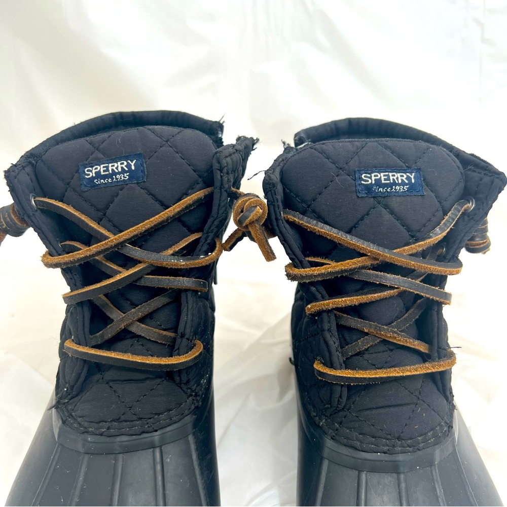 Sperry Black Saltwater Rubber Duck Boots Girl's Big Kids Size 3 Waterproof - Picture 4 of 13